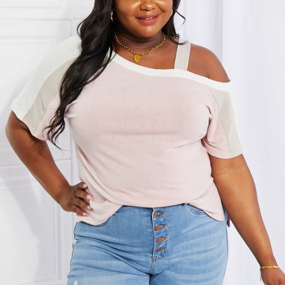 Andree by Unit Full Size Something Simple Cold Shoulder Tee - Picture 6 of 11